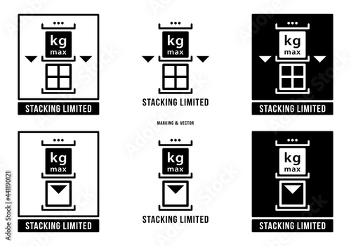 A set of manipulation symbols for packaging cargo products and goods. Marking - Stacking is limited in weight. Vector elements.