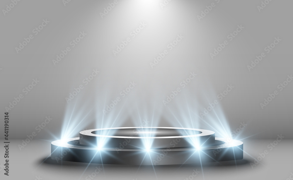 Winner background with signs of first, second and third place on a ...