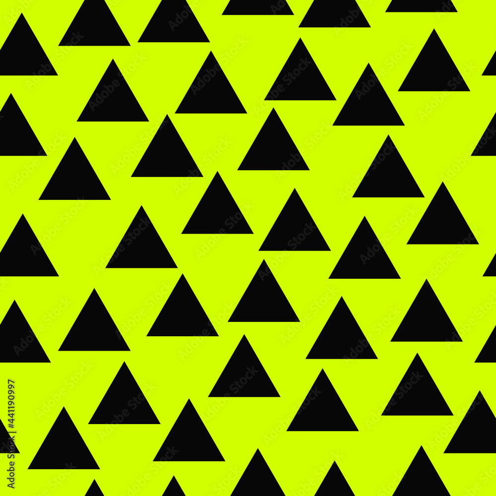 Yellow background and black triangles. Vector seamless triangle pattern. Yellow background and black triangles. Vector seamless triangle pattern.