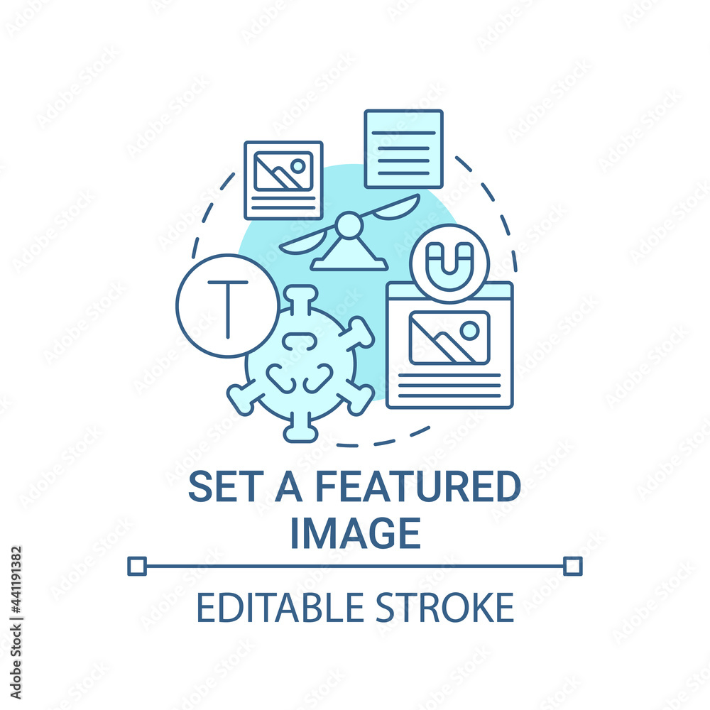 Set featured image concept icon. Viral content creation tip abstract idea thin line illustration. Post thumbnails. Representing mood and theme. Vector isolated outline color drawing. Editable stroke Set featured image concept icon. Viral content creation tip abstract idea thin line illustration. Post thumbnails. Representing mood and theme. Vector isolated outline color drawing. Editable stroke