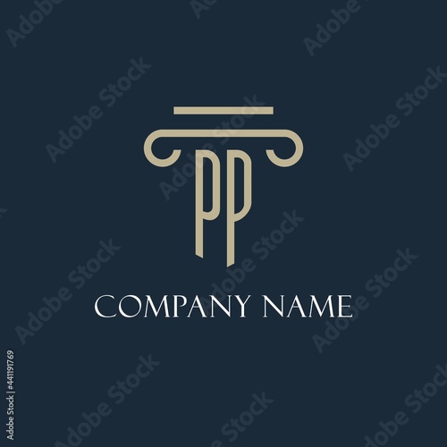 PP initial logo for lawyer, law firm, law office with pillar icon design