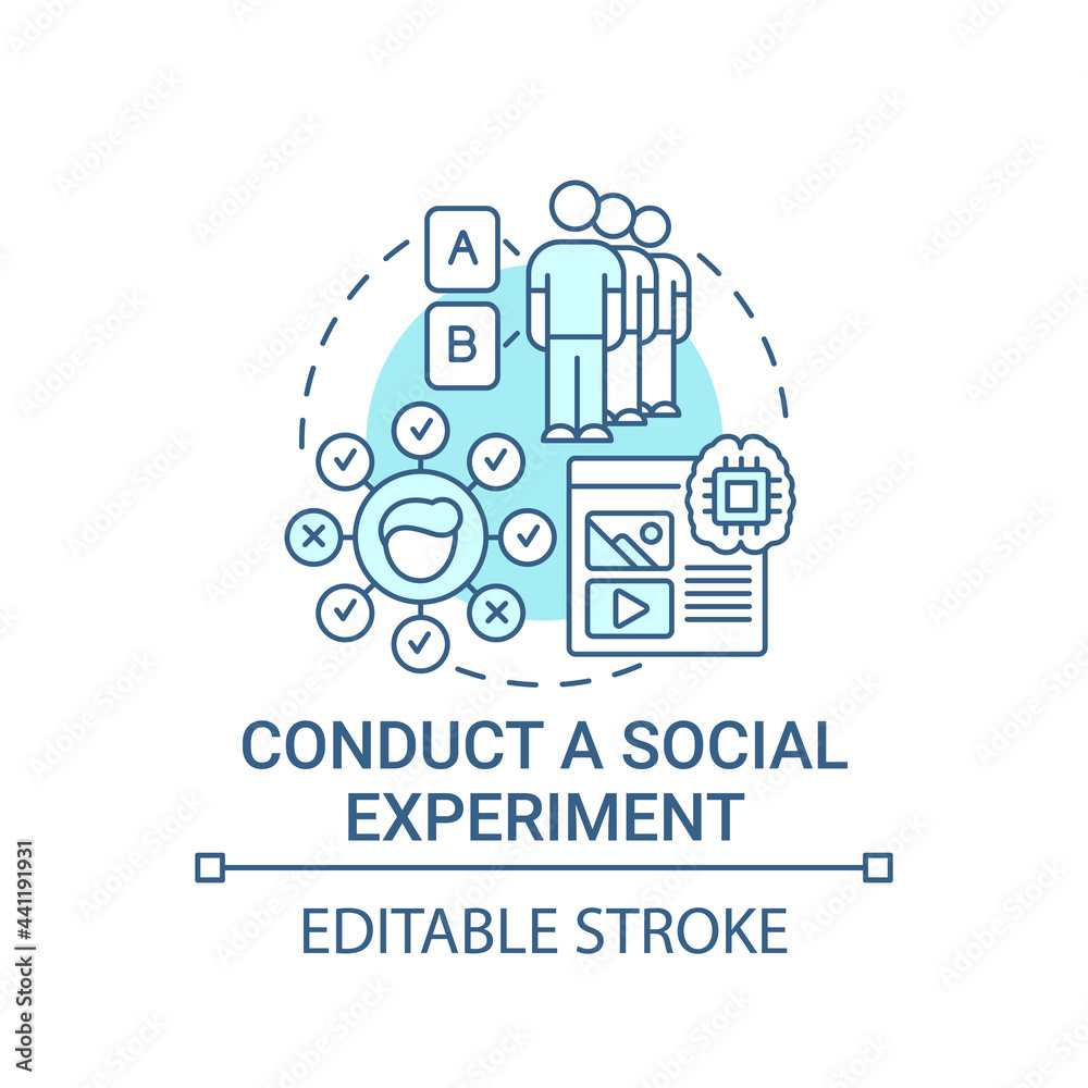 Conduct social experiments concept icon. Viral content method abstract idea thin line illustration. Sharing results on social networks. Vector isolated outline color drawing. Editable stroke