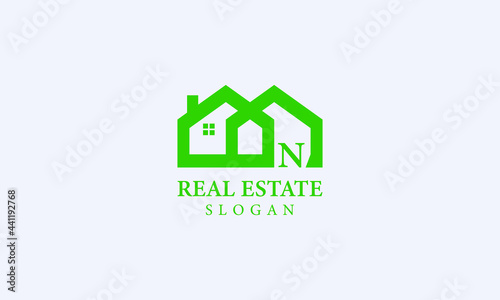 Alphabet N Real Estate Monogram Vector Logo Design, Letter N House Icon Template