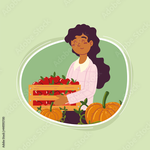 farmer girl with fruits