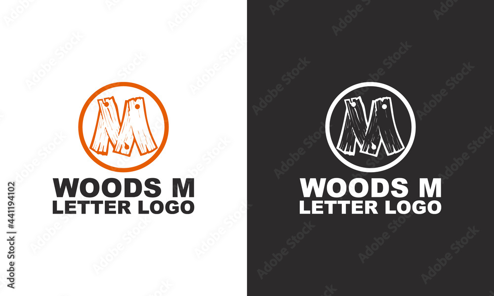 Abstract letter m logo with wood veins logo vector icon illustration concept. Wood and timber texture symbol logo.
 modern and creative logo design.