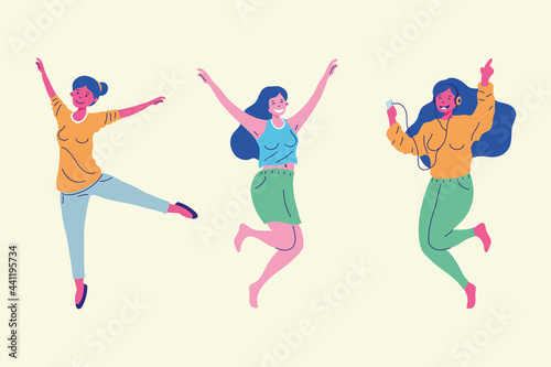 women cartoons jumping set