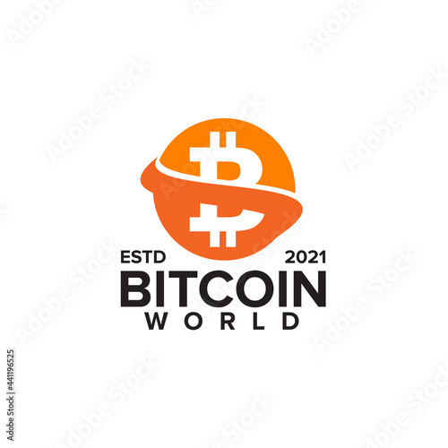 Bitcoin world logo design template