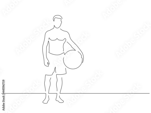 Man wearing swimsuit line drawing, vector illustration design. Summer collection.