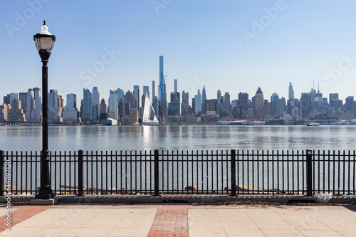 Midtown Manhattan Skyline seen from a Riverfront Park in Weehawken New Jersey photo