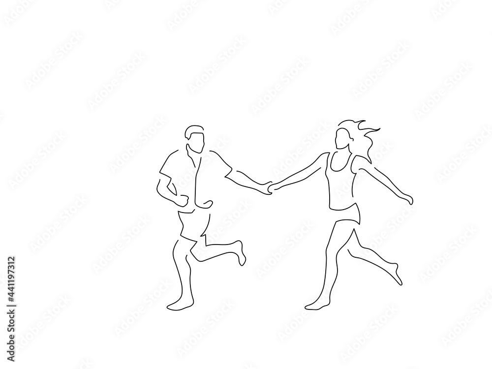 Couple on holidays line drawing, vector illustration design. Summer collection. Couple on holidays line drawing, vector illustration design. Summer collection.