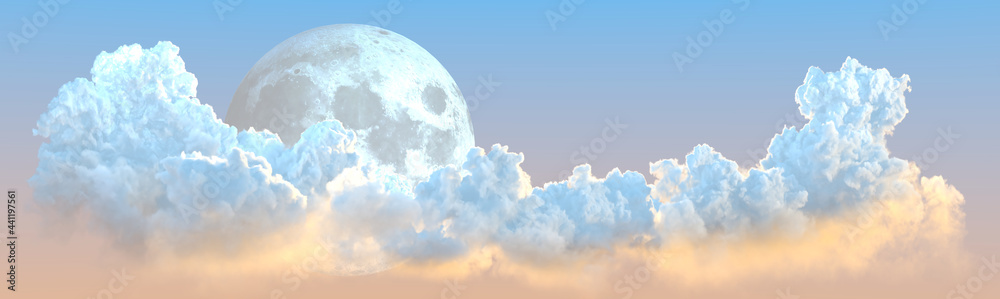 Fototapeta premium panorama of huge cumulus - conceptual nature 3D rendering