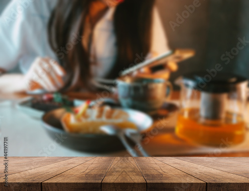 3D rendering  wooden top table on isolate blurred and light background