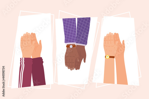 hands clapping icon set