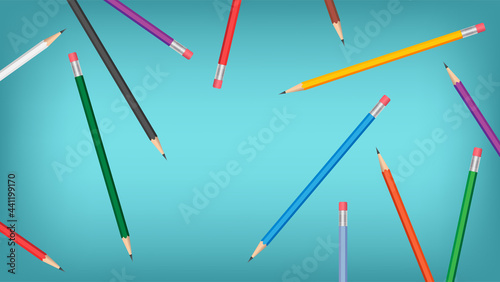 Colorful pencils on blue background, vector illustration design
