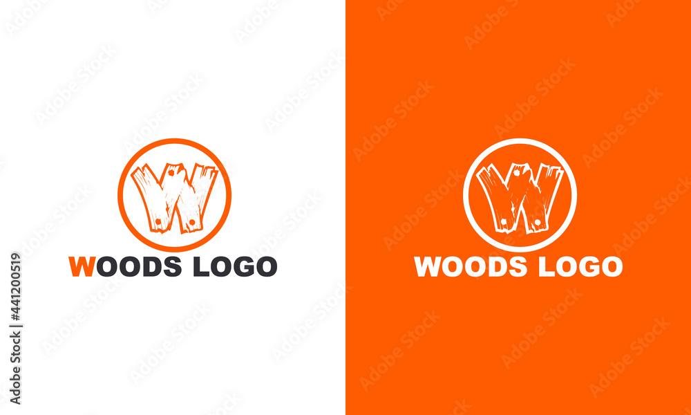 Abstract letter w logo with wood veins logo vector icon illustration ...