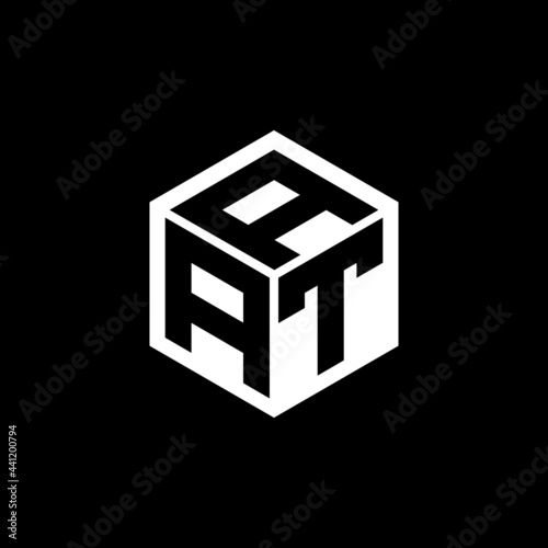 Fotografiet ATA letter logo design with black background in illustrator, vector logo modern alphabet font overlap style