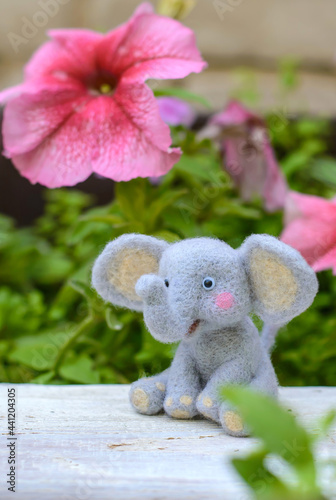 Toy handmade elephant, felting wool