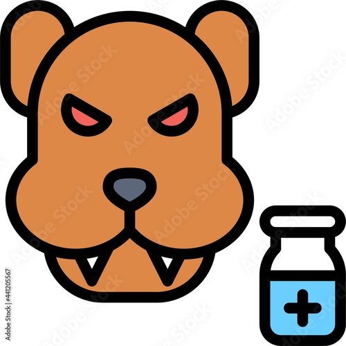 Rabies vaccine icon, Vaccine Development related vector