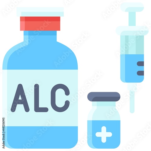 Alcohol and Vaccine bottle icon, Vaccine Development related vector