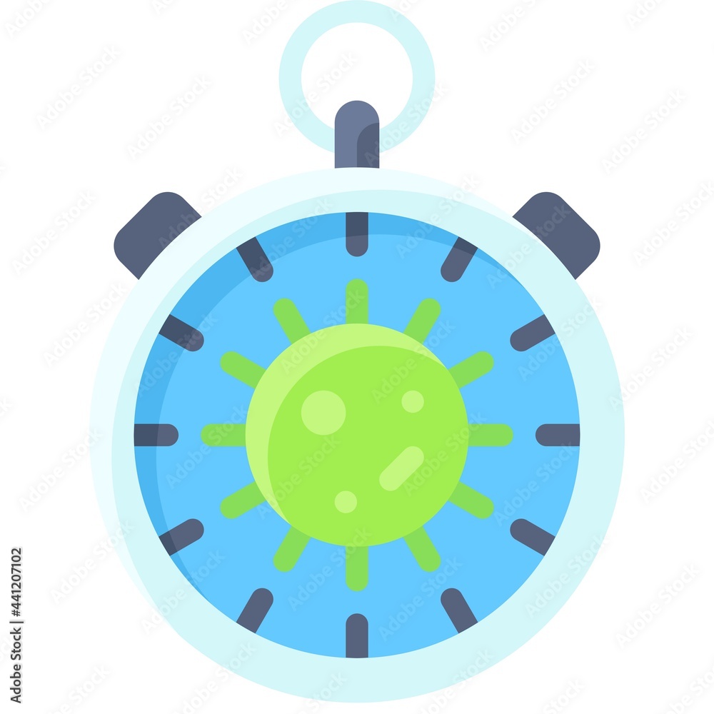 Fototapeta premium Stopwatch with Virus icon, Vaccine Development related vector