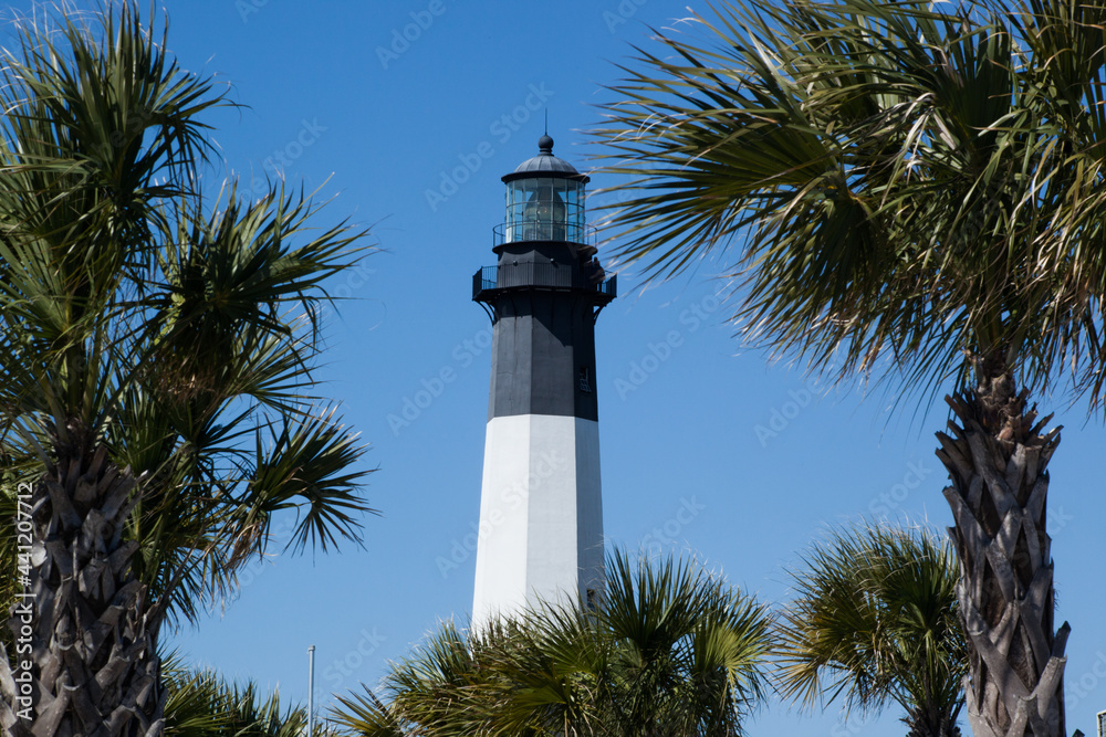 Tybee Island Lighthouse with Palm Trees