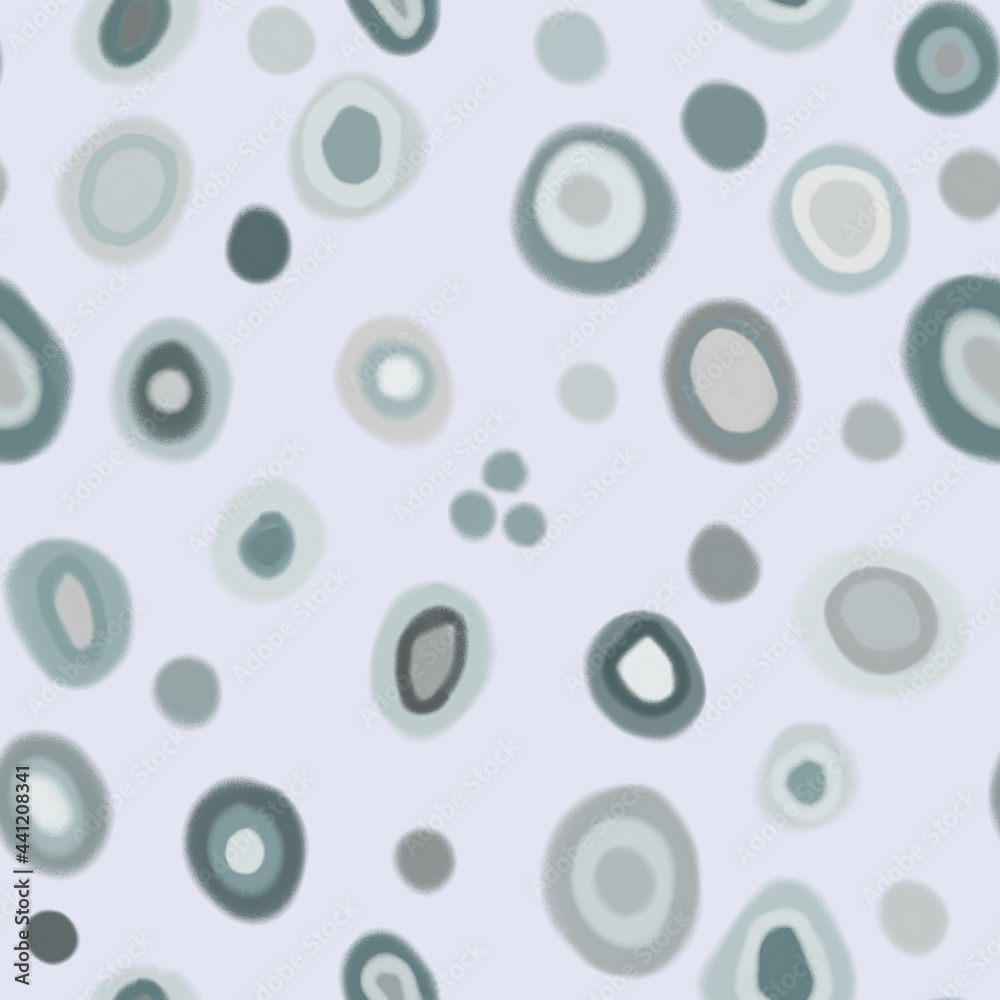 Seamless abstract pattern. Ovals, circles, pastel drawing, green, gray pastel spots.