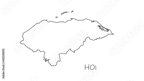 Honduras.map animation line. Black line animation letters drawing on a white background. photo