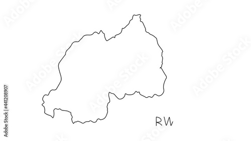 Rwanda	map animation line. Black line animation letters drawing on a white background.
 photo