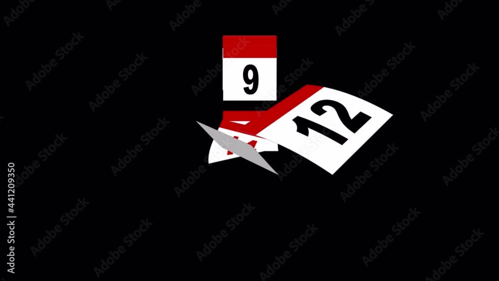 Calendar pages falling on alpha channel background.