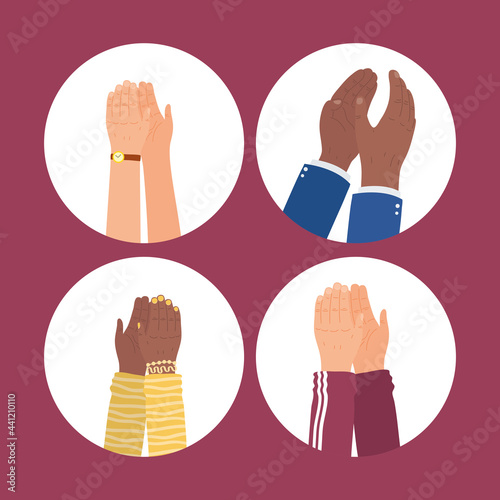 hands clapping icon group
