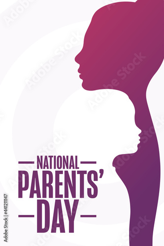 National Parents’ Day. Holiday concept. Template for background, banner, card, poster with text inscription. Vector EPS10 illustration.