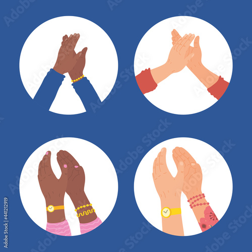 hands clapping symbol set