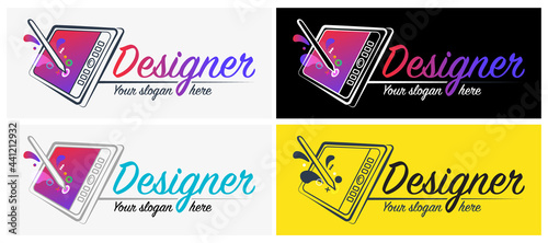 Vector modern design style logo template for graphic designer or artist. Vector graphic and digital drawing sign or symbol for creative studio. Stylish design element icon.