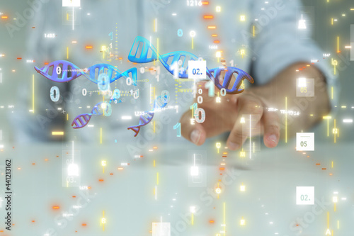 Doctor holding a 3d render ...
