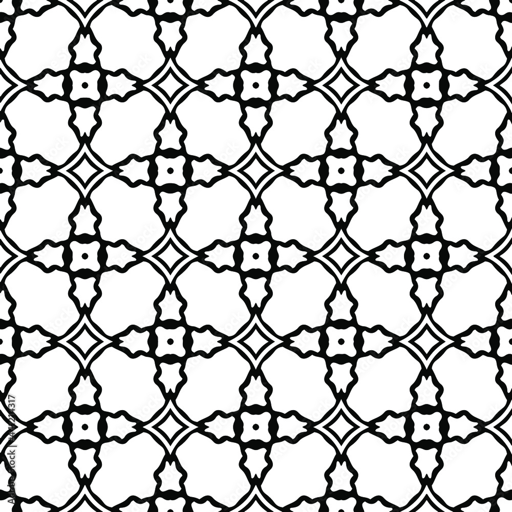 Fototapeta premium floral seamless pattern background.Geometric ornament for wallpapers and backgrounds. Black and white pattern. 