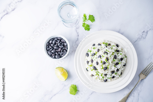 Black bean cilantro lime rice in a plate
