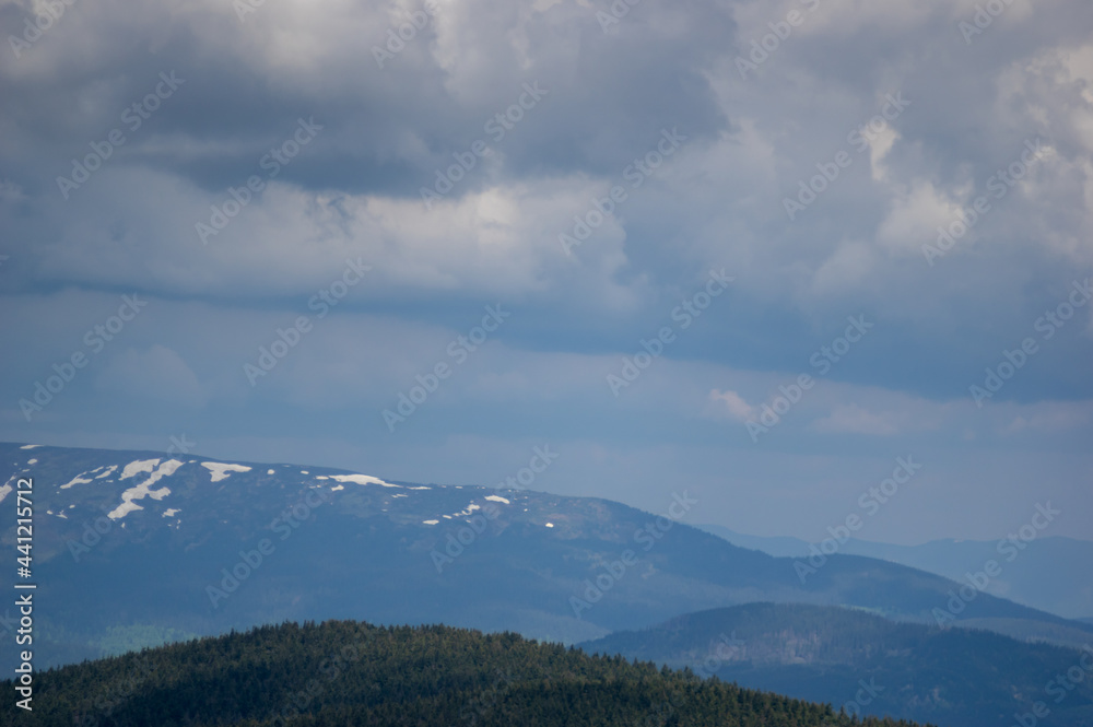Carpathian mountains at the beginning of summer in Ukraine, rest and travel in the mountains