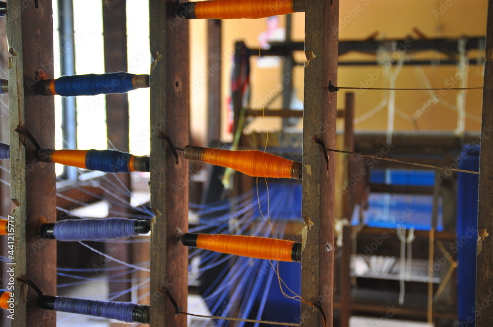A weaving machine in a factory in Sri Lanka