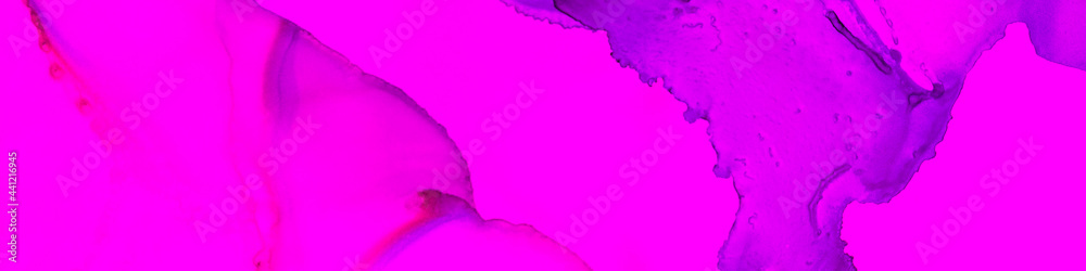 Valentine Watercolor. Violet Grunge Flow. Fuchsia