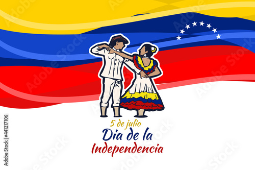 Translate: July 5, Independence day. Independence day (dia de la independencia) of Venezuela vector illustration. Suitable for greeting card, poster and banner. photo