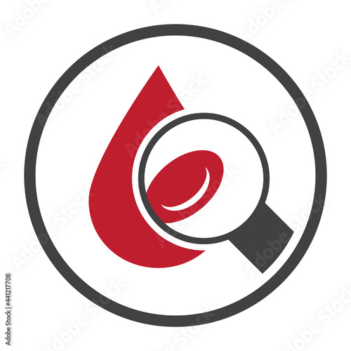 Circled hematology blood vector icon for apps or websites