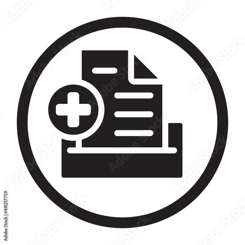Circled electronic medical record vector icon for apps or websites