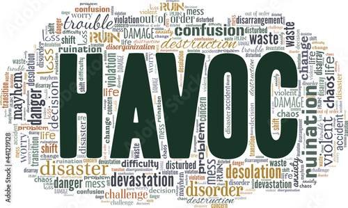 Havoc vector illustration word cloud isolated on a white background.