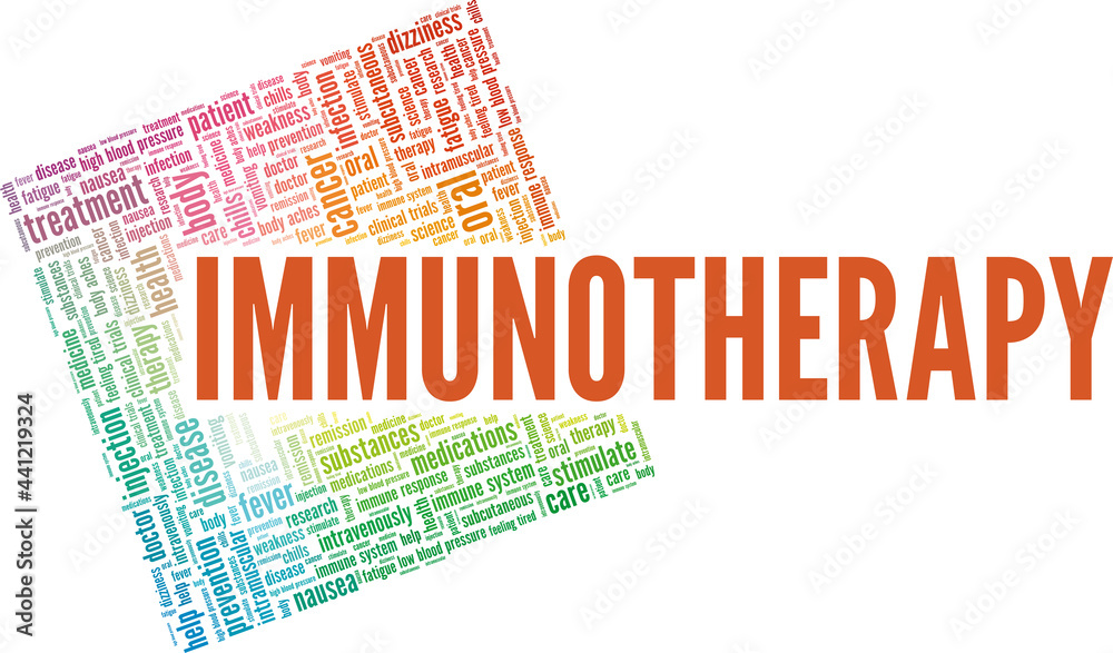Immunotherapy vector illustration word cloud isolated on a white background.