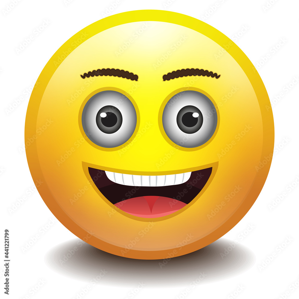 Modern yellow smiley happy face icon in trendy style. Social media emoji concept for a Facebook banner poster icon or chat online promotion Modern yellow smiley happy face icon in trendy style. Social media emoji concept for a Facebook banner poster icon or chat online promotion