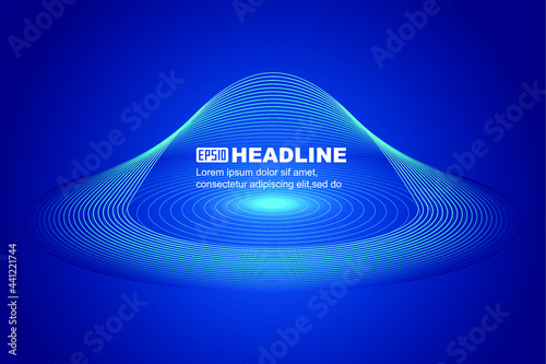 Abstract flying saucer composed of lines internet future science fiction technology background 