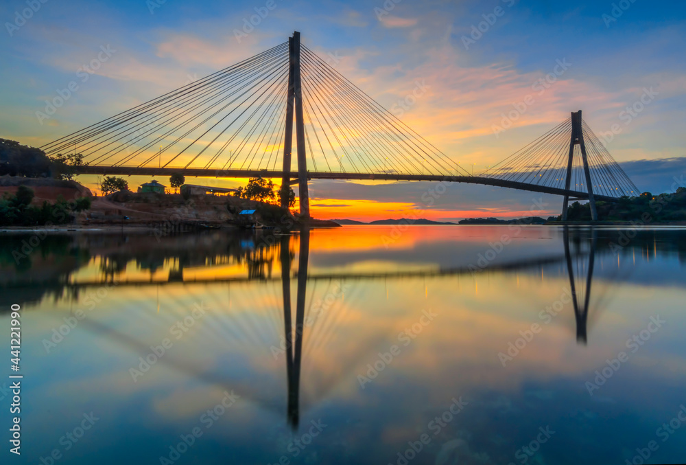 Obraz premium Barelang bridge at sunrise 