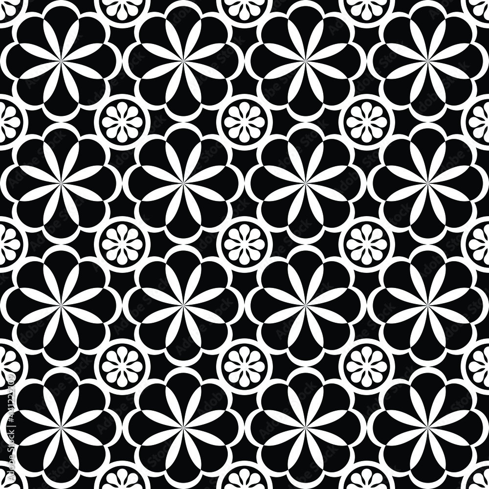 Abstract geometric seamless pattern. Black and white style pattern with circle and line. Abstract geometric seamless pattern. Black and white style pattern with circle and line.