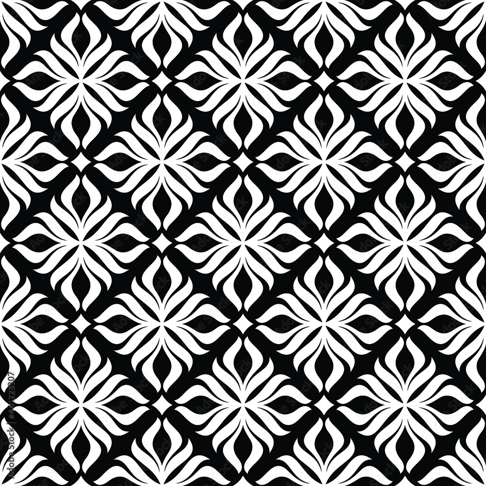 Damask wallpaper. A seamless vector background. Black and white texture. Floral ornament.