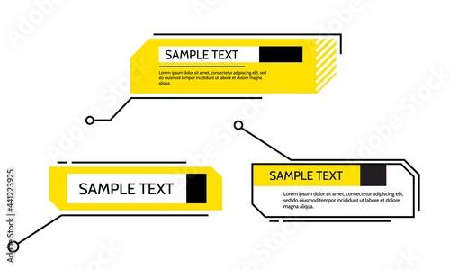 Digital callouts, titles frame text, HUD . Set of templates, modern banners, presentation isolated. Vector design of title bar for infographics, advertising, video production.